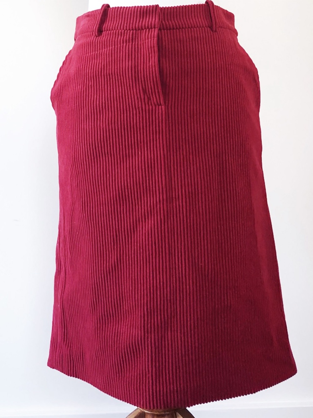 Cacharel Burgundy Wide Whale Corduroy Mid-Length Skirt